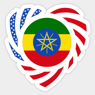 Ethiopian American Multinational Patriot Flag (Heart) Sticker